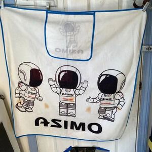 VTG Asimo Honda Flannel Baby Blanket Towel/ Bedding Japan Brand 34x34 White Blue